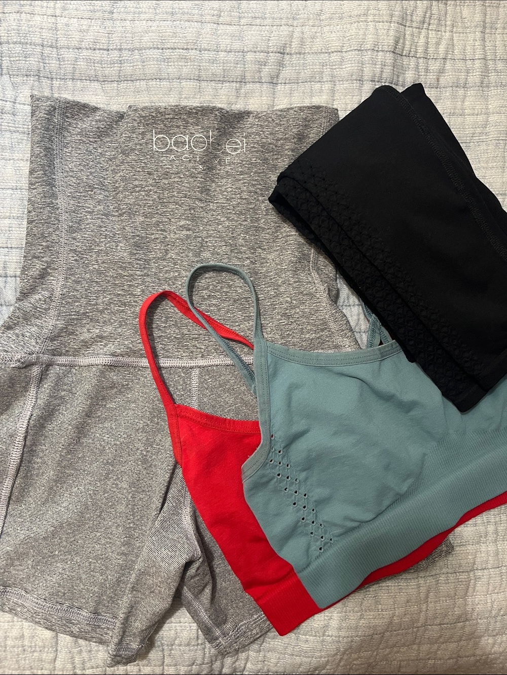 Baobei Active Maternity Bundle: Shorts, black leggings, and 2 Adore bralettes